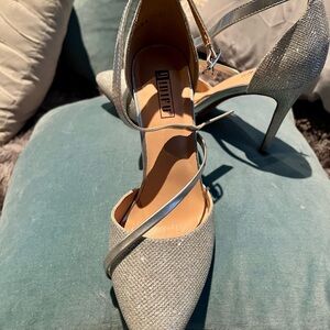 Dune London Silver Heels with Adjustable Strap
